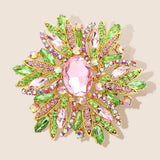 Glass Crystal Flower Brooch Pendant
