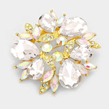 Glass Crystal Teardrop Wreath Pin Brooch