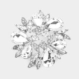 Glass Crystal Teardrop Wreath Pin Brooch