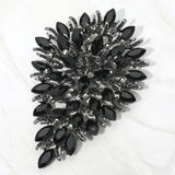 Flower Centered Marquise Stone Cluster Vine Pin Brooch