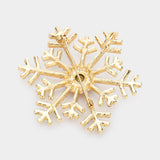 Crystal Pave Snowflake Pin Brooch