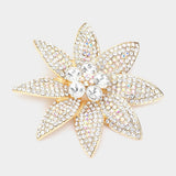 Stone Embellished Flower Pin Brooch
