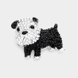 Rhinestone Bulldog Pin Brooch
