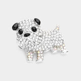 Rhinestone Bulldog Pin Brooch