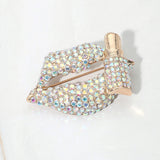 Women's Bling Studded Lip and Lipstick Pin Brooch