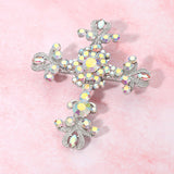 Elegant Stone Embellished Cross Pin Brooch