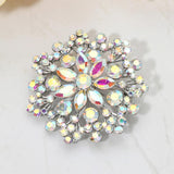 Floral Rhinestone Cluster Pin Brooch