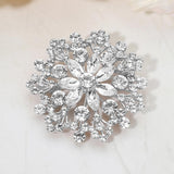 Floral Rhinestone Cluster Pin Brooch