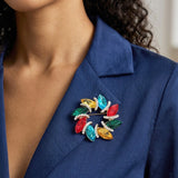 Marquise Stone Cluster Wreath Pin Brooch