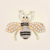 Pearl Crystal Embellished Tiny Pearl Wing Honey Bee brooch