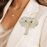 Rhinestone Pave Elephant Pin Brooch
