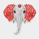 Rhinestone Pave Elephant Pin Brooch