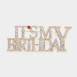 Stone Paved ITS MY BIRTHDAY Message Pin Brooch