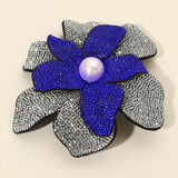 Women's Pearl Accent Bling Studded Flower Pin Brooch Alligator Snap Hair Clip