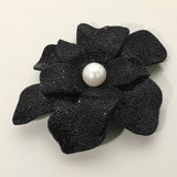 Women's Pearl Accent Bling Studded Flower Pin Brooch Alligator Snap Hair Clip