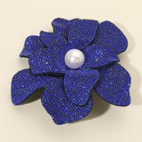 Women's Pearl Accent Bling Studded Flower Pin Brooch Alligator Snap Hair Clip
