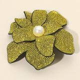 Women's Pearl Accent Bling Studded Flower Pin Brooch Alligator Snap Hair Clip