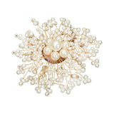 Pearl Cluster Floral Pin Brooch Alligator Snap Hair Clip
