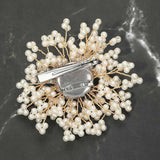 Pearl Cluster Floral Pin Brooch Alligator Snap Hair Clip