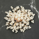 Pearl Cluster Floral Pin Brooch Alligator Snap Hair Clip