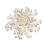 Pearl Faceted Bead Burst Floral Pin Brooch Alligator Snap Hair Clip