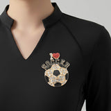 I LOVE SOCCER Rhinestone Pave Pin Brooch