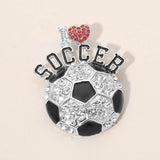 I LOVE SOCCER Rhinestone Pave Pin Brooch