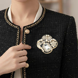 Floral Pearl Bow Embellished Pin Brooch