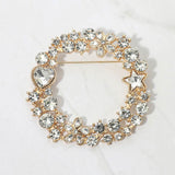 Rhinestone Star Flower Heart Cluster Wreath Pin Brooch