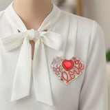 Rhinestone Embellished Heart Pin Brooch