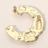 Pearl Lipstick Flower Embellished Letter C Pin Brooch