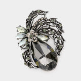 Teardrop Stone Accented Leaf Pin Brooch