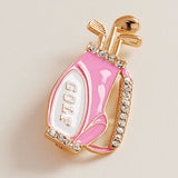 Enamel Rhinestone Accent Golf Bag Pin Brooch