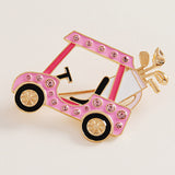 Enamel Rhinestone Accent Golf Cart Clubs Pin Brooch