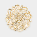 Pearl Pointed Round Stone Flower Pin Brooch