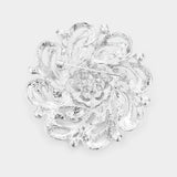 Pearl Pointed Round Stone Flower Pin Brooch