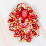 Crystal Pave Leaf Cluster Pin Brooch