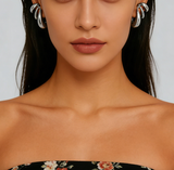 C-Shaped Hoop Ear Cuffs with Spiral & Teardrop Design