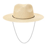 Beaded Chin Tie Straw Sun Hat