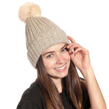 Beautiful Cable Knit Pom Pom Beanie Hat
