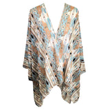 Boho Patterned Sheer Cover Up Kimono Poncho