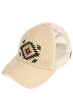 C.C Aztec Patch Distressed Pony Cap