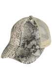 C.C Snake Pattern Liquid Sequin Criss Crossed Cap