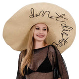 Do Not Disturb Message Wide Brim Straw Sun Hat