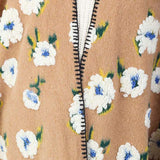 Floral Pattern Wool Blended Winter Kimono Poncho