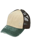 C.C 3 Tone Crossed Mesh Back Trucker Pony Cap
