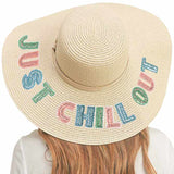 Just Chill Out Sequin Message Straw Panama Sun Hat
