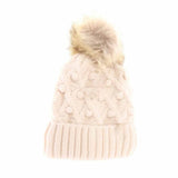 KIDS Bobble Knit Faux Fur Pom C.C Beanie