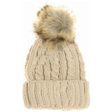 KIDS Cable Ribbed Fur Pom C.C Beanie