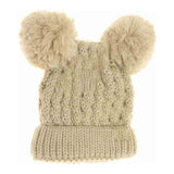 Kids Solid Double Pom C.C Beanies